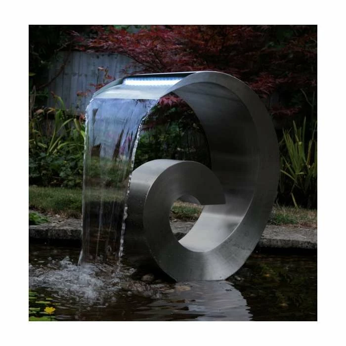 H65cm Atlantis Cascading Stainless Steel Water Feature with Lights by Ambienté 4 H65cm Atlantis Cascading Stainless Steel Water Feature with Lights by Ambienté - Image 2