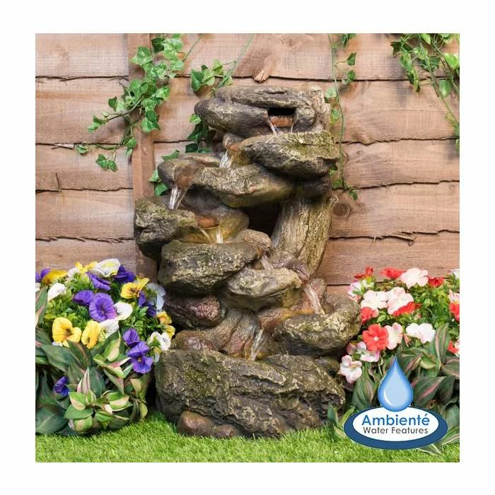 H55cm Dakota Falls Rock Effect Cascading Water Feature with Lights by Ambienté 3 H55cm Dakota Falls Rock Effect Cascading Water Feature with Lights by Ambienté