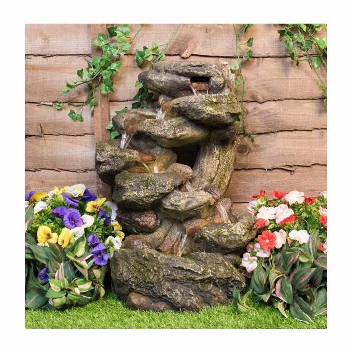 H55cm Dakota Falls Rock Effect Cascading Water Feature with Lights by Ambienté 4 H55cm Dakota Falls Rock Effect Cascading Water Feature with Lights by Ambienté - Image 2