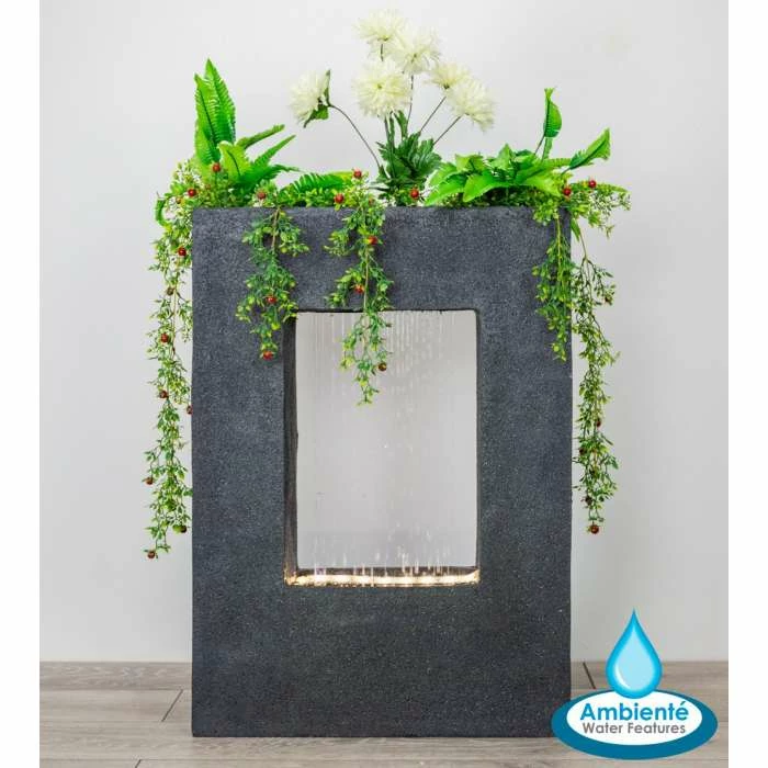 H77cm Milano Rain Water Feature Planter with Lights by Ambienté 3 H77cm Milano Rain Water Feature Planter with Lights by Ambienté