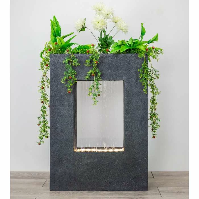 H77cm Milano Rain Water Feature Planter with Lights by Ambienté 4 H77cm Milano Rain Water Feature Planter with Lights by Ambienté - Image 2