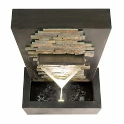 H100cm Dante Zinc & Stone Water Feature with Lights | Indoor/Outdoor Use by Ambienté -Water Features Store WF9768 add image 2 9747
