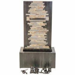 H100cm Dante Zinc & Stone Water Feature with Lights | Indoor/Outdoor Use by Ambienté -Water Features Store WF9768 add image 6 e009