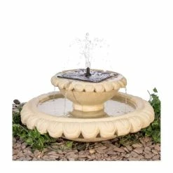 H79cm Victoriana Cream Solar Caststone™ Bird Bath with Lights by Solaray -Water Features Store WF9786CRM add image 5 ce5a