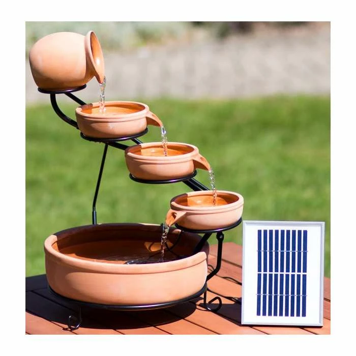 H55cm Terracotta Solar Water Feature with Battery Backup and Lights by Solaray 4 H55cm Terracotta Solar Water Feature with Battery Backup and Lights by Solaray - Image 3