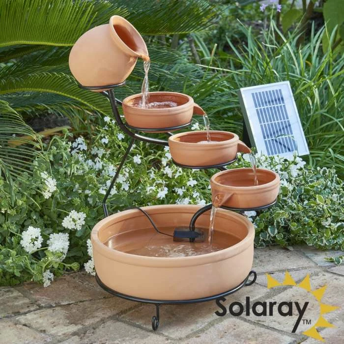H55cm Terracotta Solar Water Feature with Battery Backup and Lights by Solaray 2 H55cm Terracotta Solar Water Feature with Battery Backup and Lights by Solaray