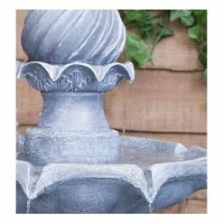 H92cm Grey Imperial Tiered Solar Water Fountain with Lights by Solaray -Water Features Store WF9886 add image 1 4985