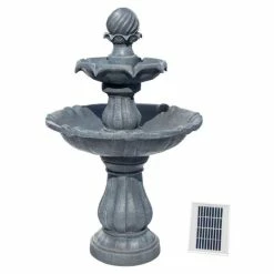 H92cm Grey Imperial Tiered Solar Water Fountain with Lights by Solaray -Water Features Store WF9886 add image 6 29bc