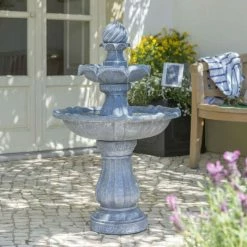 H92cm Grey Imperial Tiered Solar Water Fountain with Lights by Solaray -Water Features Store WF9886 add image 7 b45d