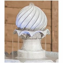 H112cm White Imperial Round Tiered Solar Water Fountain with Lights by Solaray -Water Features Store WF9892 add image 1 65a4