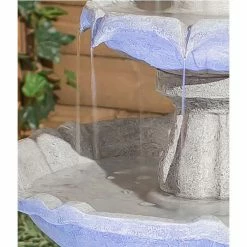 H112cm White Imperial Round Tiered Solar Water Fountain with Lights by Solaray -Water Features Store WF9892 add image 7 4c7f
