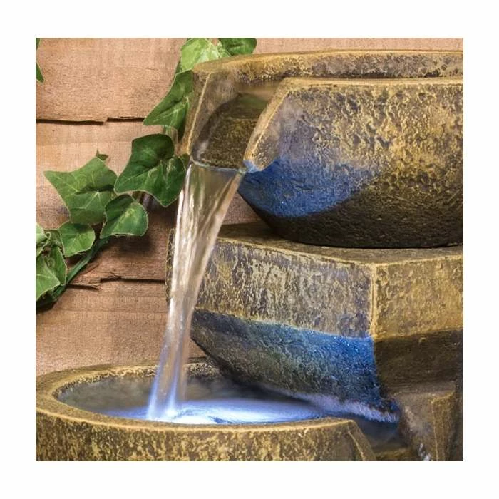 H48cm Kendal 3-Tier Cascading Water Feature with Lights | Indoor/Outdoor Use by Ambienté 5 H48cm Kendal 3-Tier Cascading Water Feature with Lights | Indoor/Outdoor Use by Ambienté - Image 3