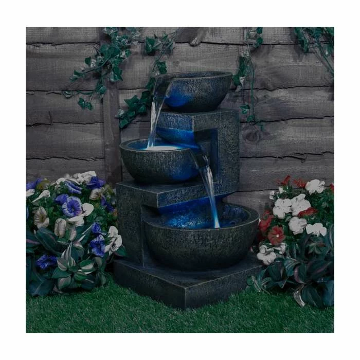 H48cm Kendal 3-Tier Cascading Water Feature with Lights | Indoor/Outdoor Use by Ambienté 7 H48cm Kendal 3-Tier Cascading Water Feature with Lights | Indoor/Outdoor Use by Ambienté - Image 5