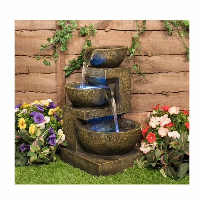 H48cm Kendal 3-Tier Cascading Water Feature with Lights | Indoor/Outdoor Use by Ambienté 8 H48cm Kendal 3-Tier Cascading Water Feature with Lights | Indoor/Outdoor Use by Ambienté - Image 6