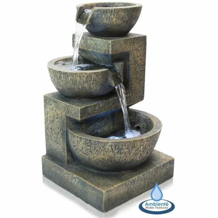 H48cm Kendal 3-Tier Cascading Water Feature with Lights | Indoor/Outdoor Use by Ambienté 3 H48cm Kendal 3-Tier Cascading Water Feature with Lights | Indoor/Outdoor Use by Ambienté